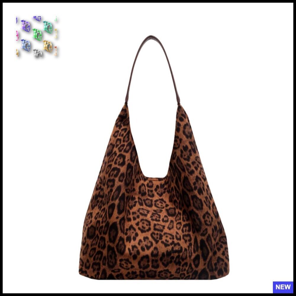 Leopard Print Tote Bag Large Capacity Canvas Shopper Shoulder Bag Trendy